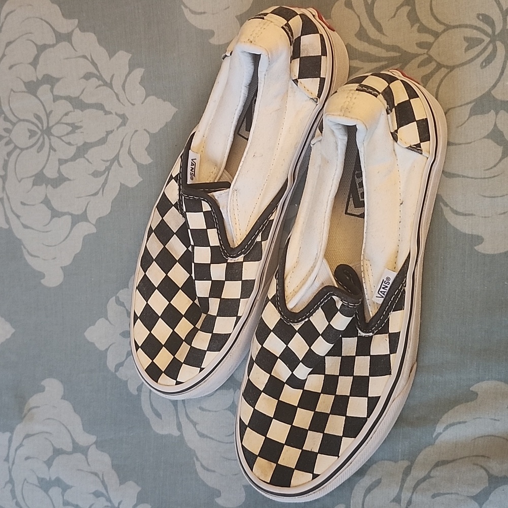 Vans Slip-On Checkerboard Skate Shoe - Black / White